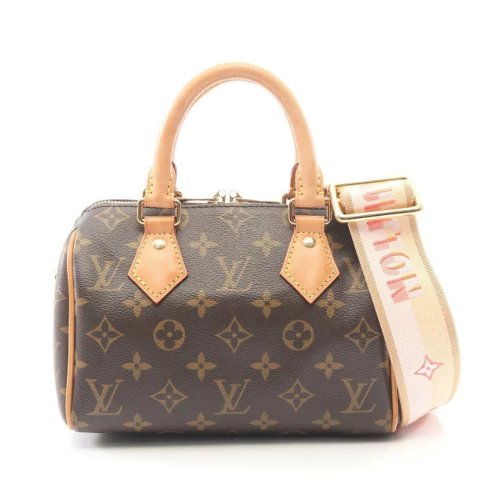 Louis Vuitton Speedy Bandouliere Monogram Handbag Canvas Leather Brown